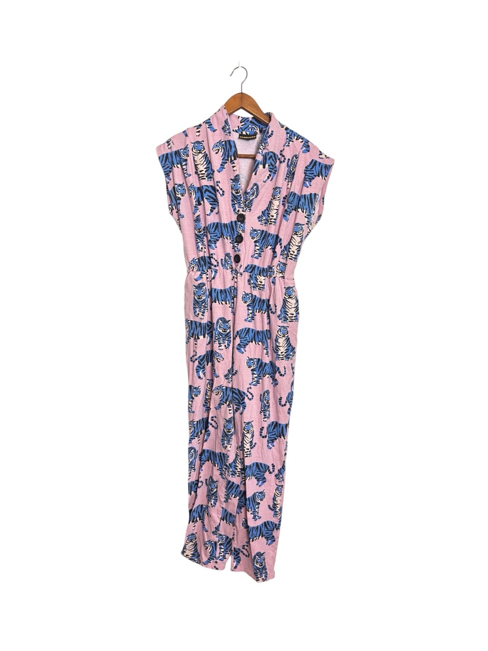 Nooworks Funky Unique Pink Blue Tiger Print Magic Suit Coveralls Jumpsuit - Picture 3 of 8